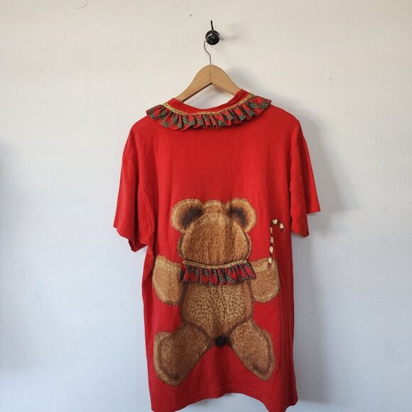 Vintage Handmade Teddy Bear Ugly Christmas Sweater Shirt Embroidered Puffy Party - Picture 6 of 6